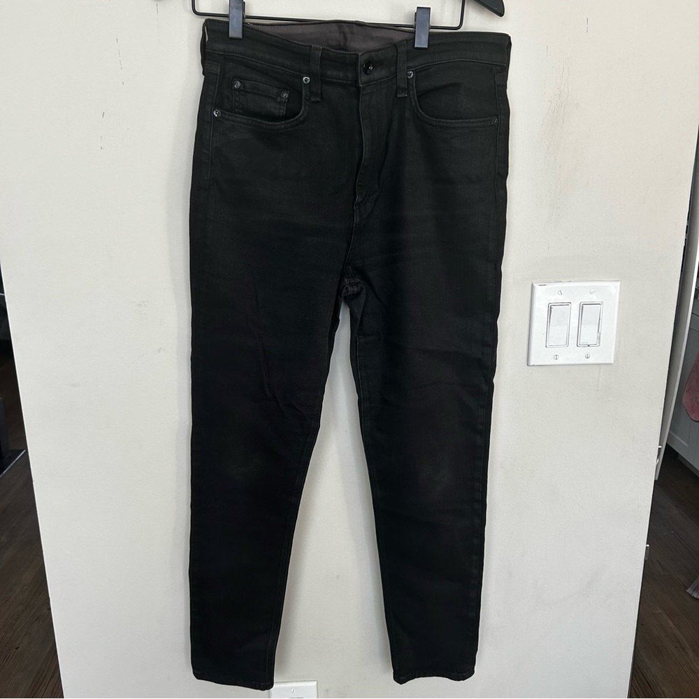 Rag & Bone Size 30 Nina High Rise Ankle Skinny Coated Black Jeans